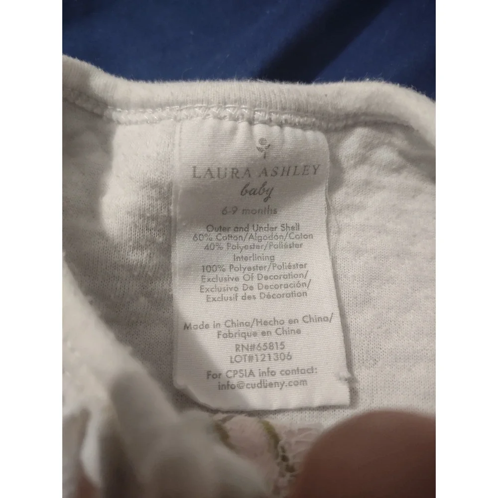 Laura‎ Ashley Baby Pink Quilted Hydrangea Floral Footie Sleeper 6-9 Months